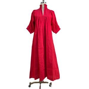 Never A Wallflower High Neck Dress Red Cotton Windowpane
